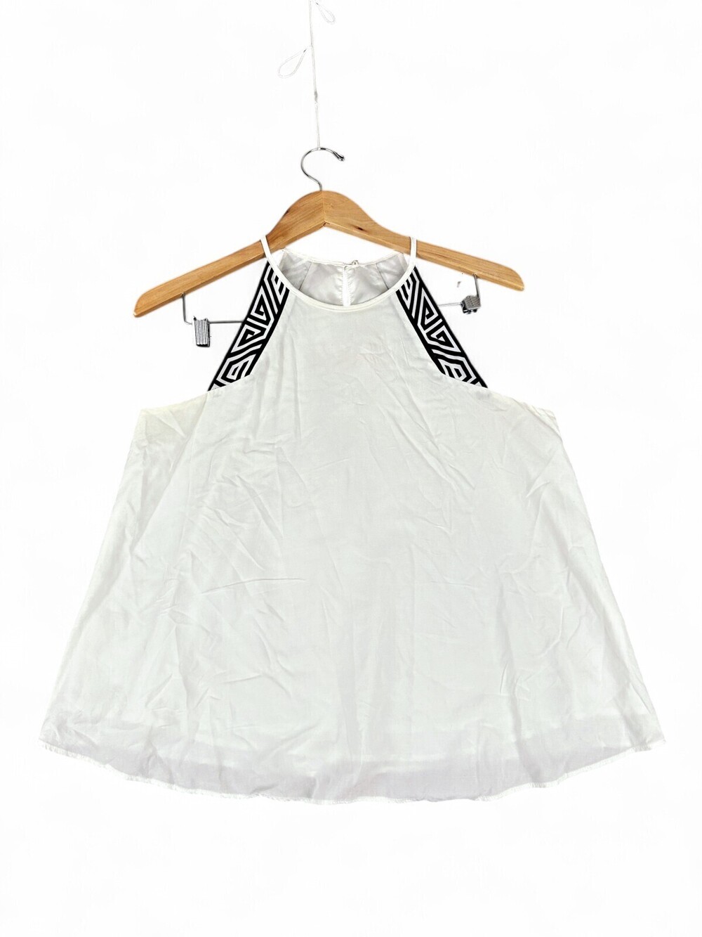 Hutch Geometric Trim Halter Tank Top White Size S